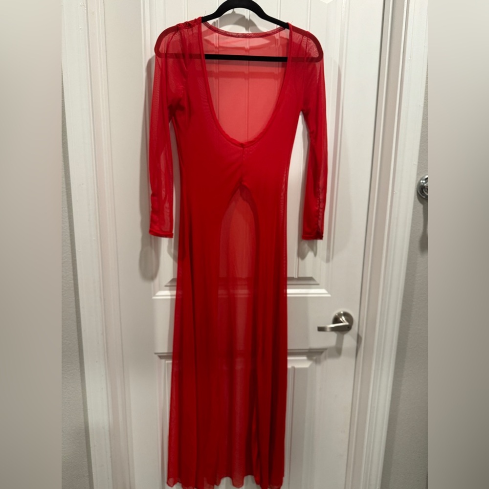 Sexy Red swim coverup- Sheer- size XL. New! Never been worn!